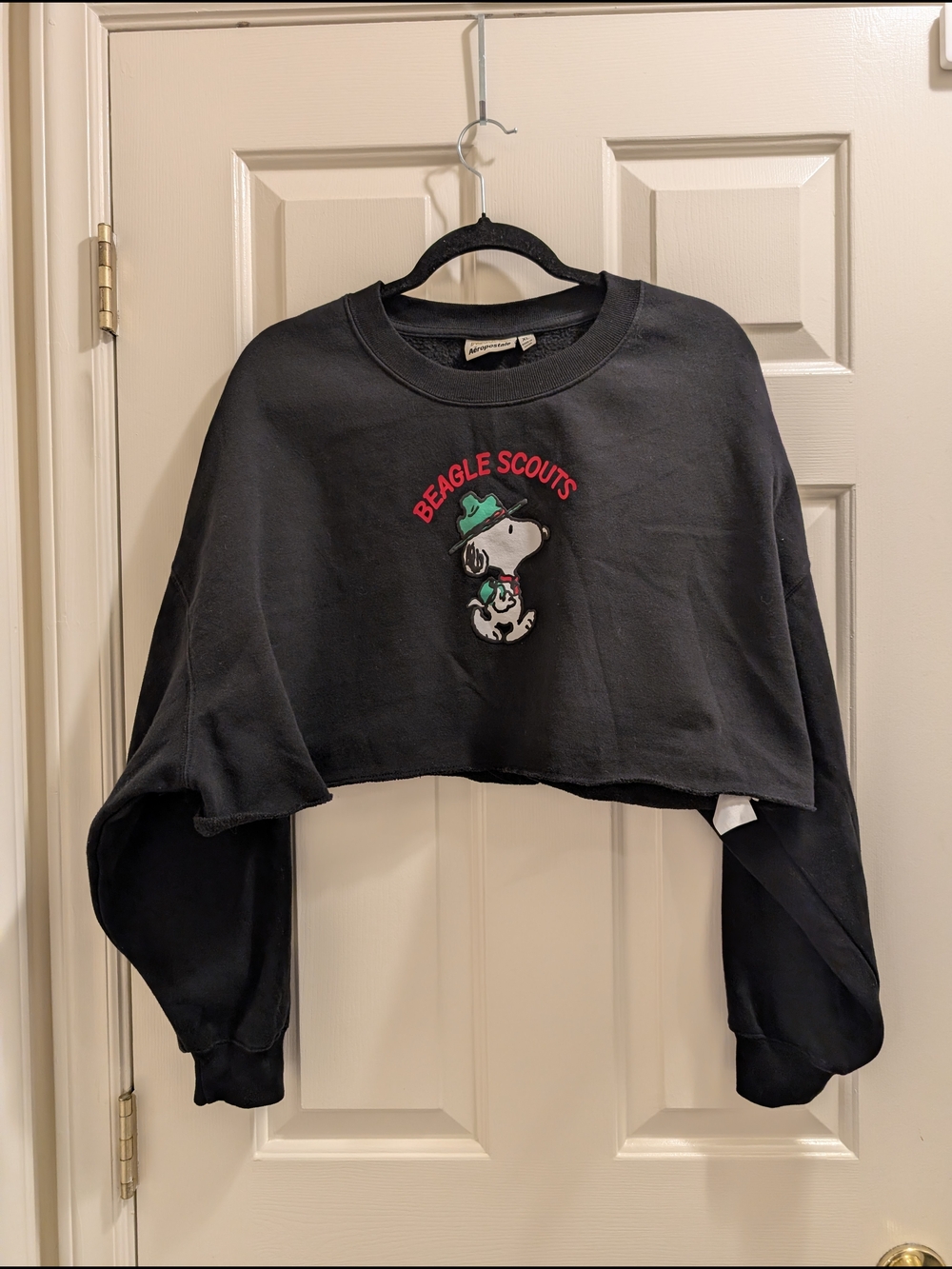 Aéropostale Peanuts Snoopy Woodstock Beagle Scouts Cropped Sweatshirt